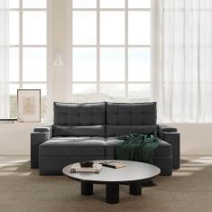 Imagem de Sofá Retrátil Reclinável com Porta Copos e Usb 4 Lugares 240cm Embaúba Extra Cabecasa Madeiramadeira Cinza Diamante