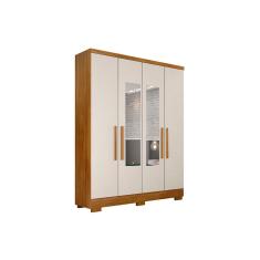 Imagem de Guarda Roupa 4 Portas (2 c/ Espelho) e 2 Gavetas c/ Pés Milly/Veneza Cumaru/Fendi - Novo Horizonte