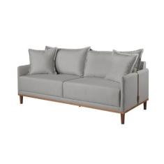 Imagem de Sofá 2 e 3 Lugares Almofada Solta Base Madeira Linho Cinza Medio Maitê