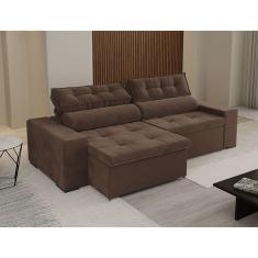 Imagem de Sofá Premium com Molas Bonel Retrátil e Reclinável Florenza 2,30m Marrom- Casa Prime