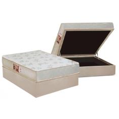 Imagem de Cama Box Baú Casal: Colchão Espuma Castor D33 Sleep Max Relax + Base crc Suede Clean(138x188)