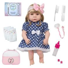 Imagem de Bebe Boneca Reborn Abigail Loira Vestido Bolinha Completa - Cegonha Re