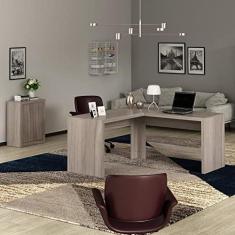 Imagem de Conjunto Home Office 2 Peças 1 Mesa para Escritório em L com 1 Balcão com 2 Portas Espresso Móveis