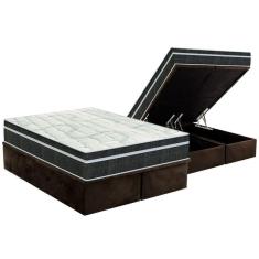 Imagem de Conjunto Box Baú Queen: Colchão Molas Orthoflex Bonnel Venezia + Base CRC Suede Brown(158x198)