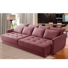 Imagem de Sofá Retrátil e Reclinável 2,10m Mariah Veludo Rose Madelina Decor