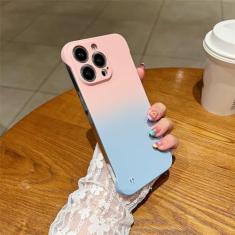 Imagem de Capa de telefone luxuosa fosca sem moldura gradiente doce colorida para iPhone 14 13 12 11 Pro Max X XR XS Max 6 6S 7 8 Plus SE 2022 Capa para PC, rosa, para iPhone 13Pro Max