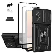 Imagem de ymxdmd Capa carteira para Samsung Galaxy A33(5G) 6,4 polegadas, compartimento para cartão de visita, porta deslizante, design portátil, camada dupla, híbrida, grau militar, resistente, resistente a