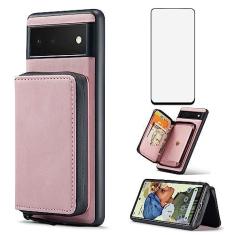 Imagem de Capa de celular para Google Pixel 6 Pro com protetor de tela de vidro temperado e porta-cartão de crédito com zíper acessórios para celular Pixel6Pro Pixel6 XL 6XL Pixle 6Pro 5G feminino masculino