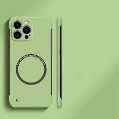 Imagem de Capa de telefone magnética sem moldura ultrafina e rígida para PC para iPhone 15 14 Pro Max 13 12 Mini 11 Pro Max Capa sólida de cor fosca, verde claro, para iPhone 12 Mini