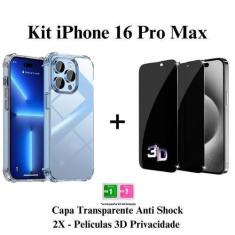 Imagem de Kit 1UN Capa Anti Impactos + 2UN Pelicula Privativa 3D Anti Espião par