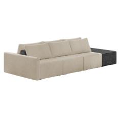 Imagem de Sofá Ilha 3 Lugares Living 342cm Modulado Sala Lary Bouclê Bege/PU Pto K01 - D`Rossi