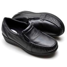 Imagem de Sapato Mocassim Feminino Ortopédico Tênis Com Zíper Casual Enfermagem Em Couro-Feminino