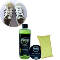 Imagem de Kit Limpeza Proteção Calçado Couro Tecido Tênis Completo - Tênis Limpo