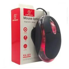 Imagem de Mouse Preto Com Fio Usb Óptico Computador Pc Notebook Homeoffice - Rat