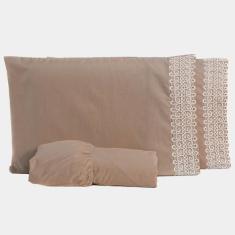 Imagem de Jogo de Cama Lençol KING 03 Peças Florença Guipir com Fronhas - Tecido