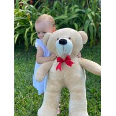 Imagem de Urso De Pelúcia Teddy  Fofinho Grande Com Laço 65cm - Doce De Leite -