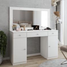 Imagem de Penteadeira Camarim Margot 2 Portas 3 Gavetas Porta Jóias Branco - Panorama Móveis