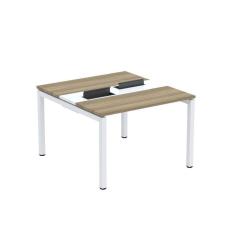 Imagem de Mesa Plataforma Dupla com Pé de Aço para Coworking 110x120 Pdc11/12/2p Noce Naturalle/Branco
