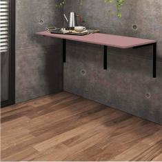Imagem de Mesa Suspensa de Estudos Parede 120cm Escritório Suporte Preto MDF Rose - Ahz Móveis