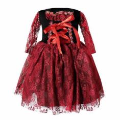 Imagem de Fantasia de Bruxa Luxo Vermelho Bebê de Halloween - Fantasias Carol CM