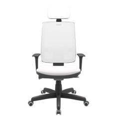 Imagem de Cadeira Office Brizza Tela Branca Com Encosto Assento Vinil Branco Aut