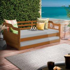 Imagem de Sofá Cama Para Varanda Gourmet Solteiro Madeira Maciça Imbuia Tupi Shop JM