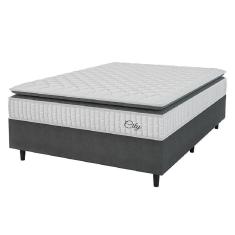 Imagem de Cama Box Colchão Casal Molas Ensacadas City Pillow Top 138x61cm Branco/preto Hellen Branco/pre
