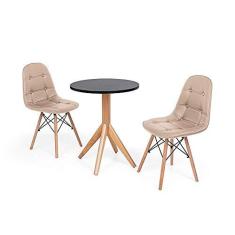 Imagem de Conjunto Mesa de Jantar Maitê 60cm  com 2 Cadeiras Charles Eames Botonê - Nude