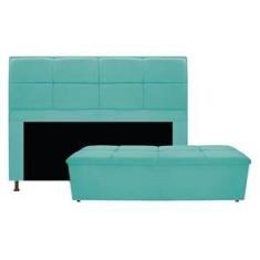 Imagem de Kit Cabeceira e Calçadeira Munique 160 cm Queen Size Suede  Tiffany AM Decor