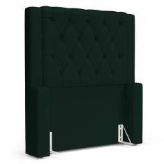 Imagem de Cabeceira Cama Box Solteiro Atena 110cm Capitonê com Frame Veludo Verde Escuro - Desk Design