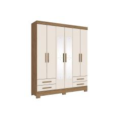 Imagem de Guarda Roupa Casal 6 Portas E 4 Gavetas C Espelho Briz B63 Rustico Off White Henn