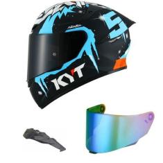Imagem de Capacete KYT TT Course Masia Winter Test  Azul Mais Viseira Camaleão e