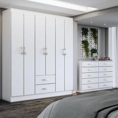 Imagem de Guarda-Roupa Casal Maya 6 Portas 2 Gavetas Com Cômoda 10 Gavetas Branc