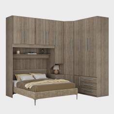 Imagem de Guarda-Roupa de Canto com Espaço para Cama Box Queen Size 1218D Castanho