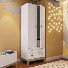 Imagem de Guarda Roupa Infantil  Com 2 Portas 2 Gavetas Branco - Completa Móveis