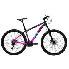 Imagem de Bicicleta Aro 29 Gti Roma Alumínio 21v Freio a Disco Garfo Suspensão - Preto/Rosa