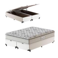 Imagem de Cama Box Baú Queen Branca + Colchão De Espuma D33 Probel Guardacostas