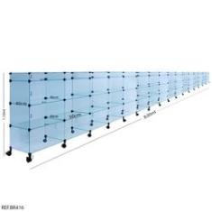 Imagem de Balcão de Atendimento Modulado em Vidro com Rodízios + Porta Bijuterias -8,00 x 1,10 x 0,40