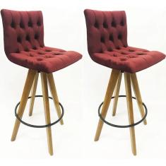 Imagem de Kit 2 Banquetas Decorativa CAPITONÊ veludo marsala - Poltronas do Sul