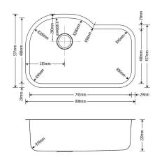 Imagem de Cuba De Cozinha De Aço Inox 1Mm Escovado C103 80X53,7X22,9 Cm