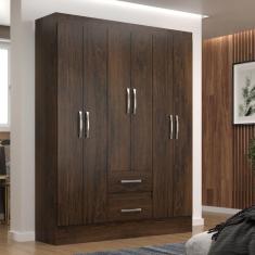 Imagem de Guarda-Roupa Asia Casal 6 Portas 2 Gavetas Cor Cacau