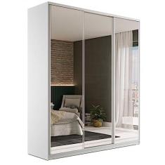 Imagem de Guarda Roupa Casal com Espelho 3 Portas de Correr Zermatt RR Móveis Branco
