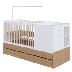Imagem de Berço Cama Multifuncional Com Gavetoes Aveiro Oak Branco