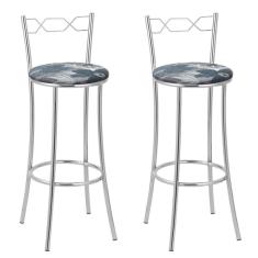 Imagem de Kit 2 Banquetas Cromadas Bc51-a E510 Cromado/Azul