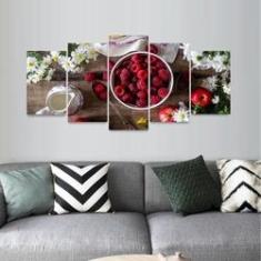 Imagem de Quadro Para Resturantes Mosaico Maçã Framboesa 5 Peças
