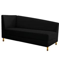 Imagem de Recamier Divã Valéria 140cm Lado Direito Suede Preto - Amarena Móveis