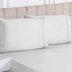 Imagem de Jogo de Lençol Liso Solteiro 2 Peças 180 Fios 100% Algodão - Branco