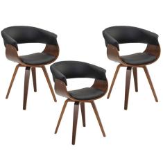 Imagem de Kit 03 Cadeiras Giratórias Home Office Ohana Pu Preto