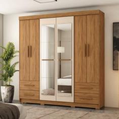 Imagem de Guarda-roupa Vitorino 6 Portas e 4 Gavetas com Espelhos Freijó/avelã