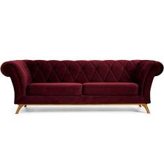 Imagem de Sofá 3 Lugares Para Sala de Estar Império 180 cm D02 Veludo Marsala C-278 - Lyam Decor